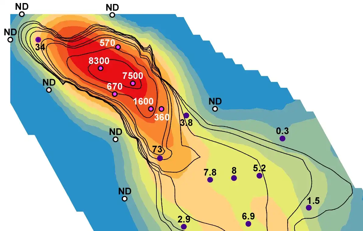 Import of groundwater contaminant concentrations into a numeric model